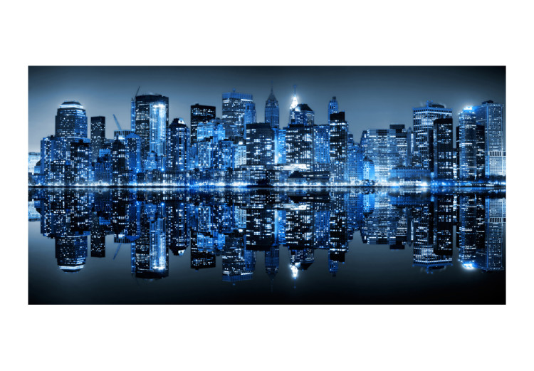 Photo Wallpaper New York at Night - Illuminated Architecture in Shades of Blue 61640 additionalImage 1