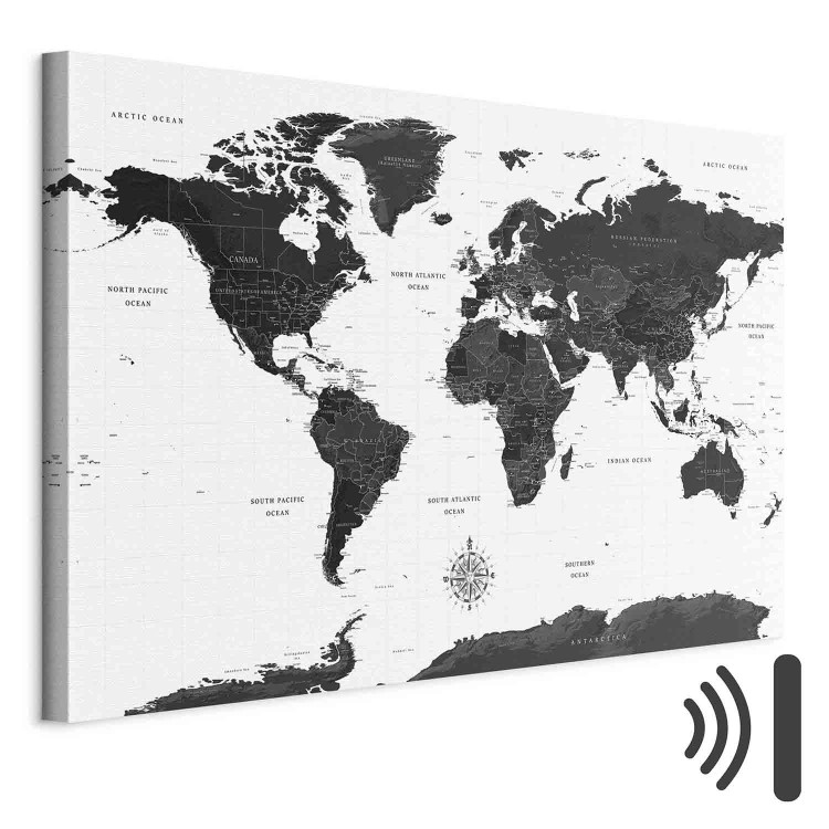 Canvas Black and White Map (1 Part) Wide 108450 additionalImage 8