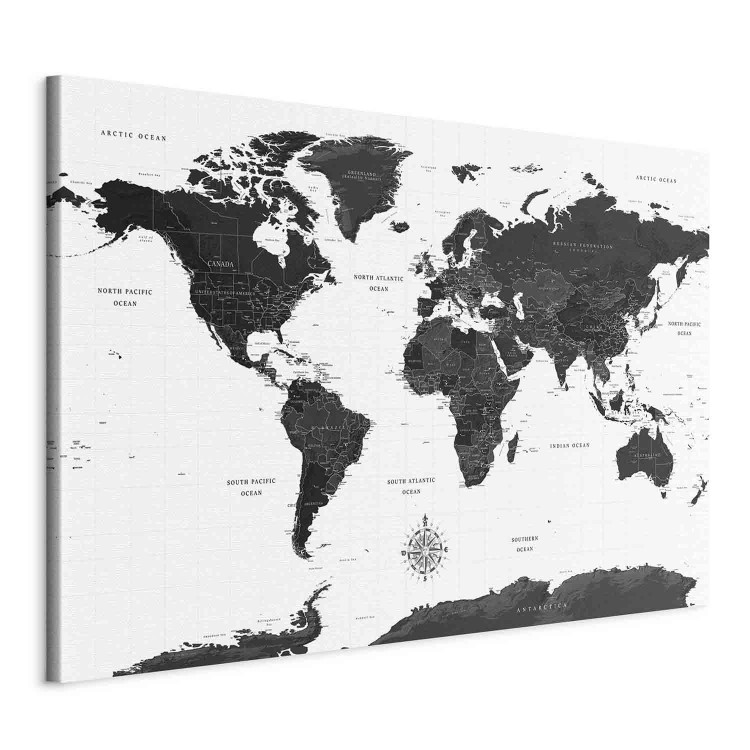 Canvas Black and White Map (1 Part) Wide 108450 additionalImage 2