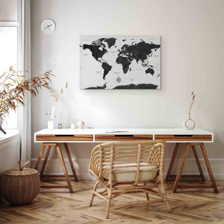 Canvas Black and White Map (1 Part) Wide 108450 additionalImage 11