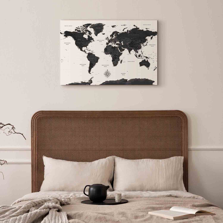 Canvas Black and White Map (1 Part) Wide 108450 additionalImage 10