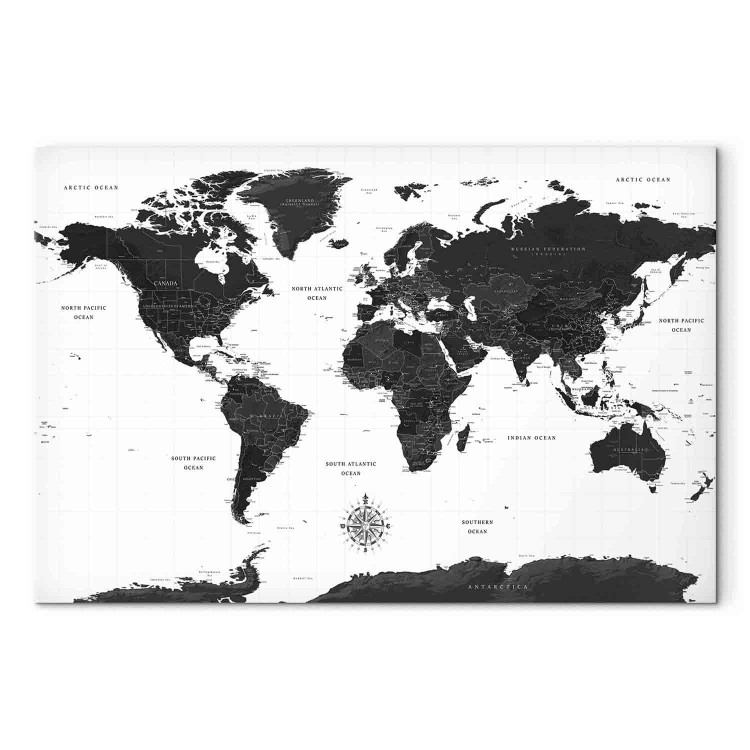 Canvas Black and White Map (1 Part) Wide 108450 additionalImage 7