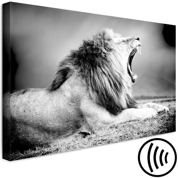 Canvas Strength of Lion's Roar (1-part) - Predatory Animal in Black and White 116450 additionalImage 6