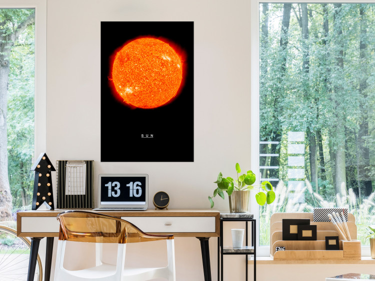 Wall Poster Sun - fiery star and English text on a dark cosmos background 116750 additionalImage 23
