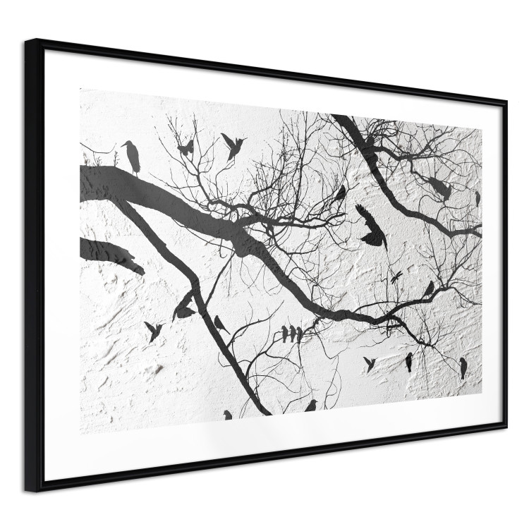 Wall Poster Bird Encounter - black and white landscape of tree and birds on branches 117250 additionalImage 11