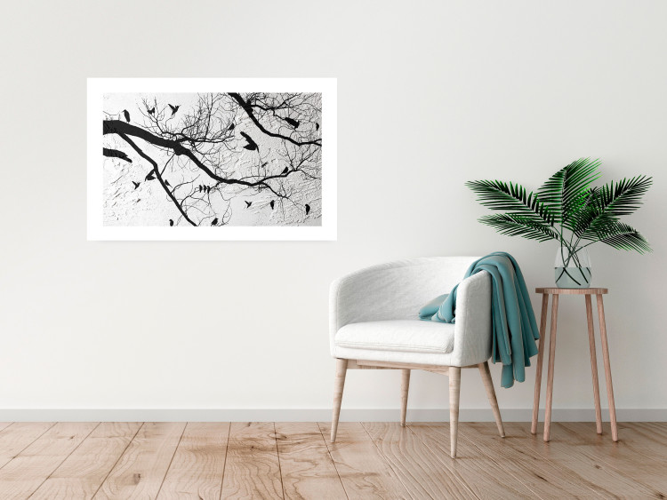 Wall Poster Bird Encounter - black and white landscape of tree and birds on branches 117250 additionalImage 2