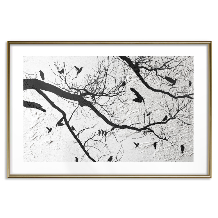 Wall Poster Bird Encounter - black and white landscape of tree and birds on branches 117250 additionalImage 14