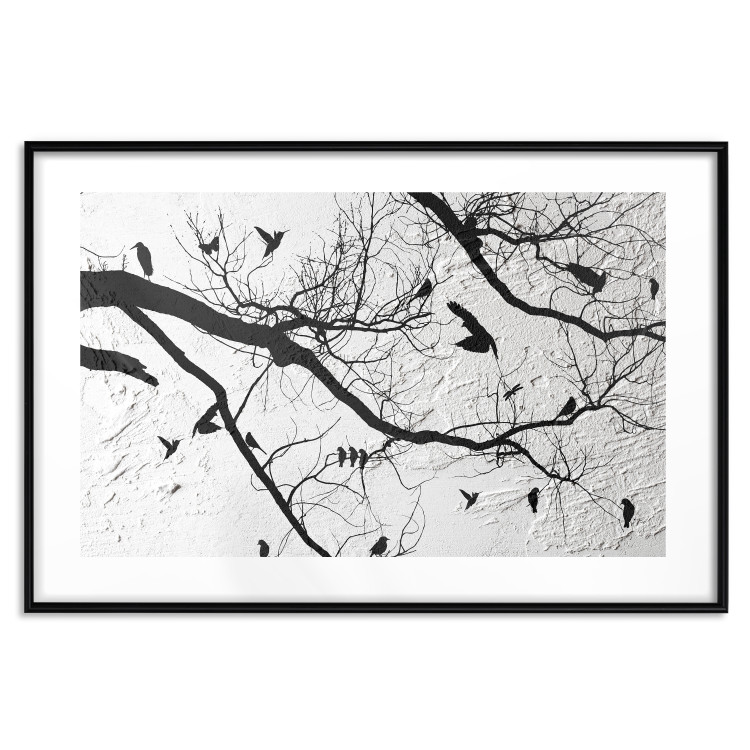 Wall Poster Bird Encounter - black and white landscape of tree and birds on branches 117250 additionalImage 18