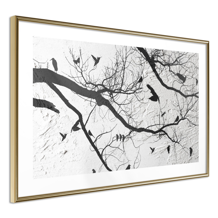 Wall Poster Bird Encounter - black and white landscape of tree and birds on branches 117250 additionalImage 6