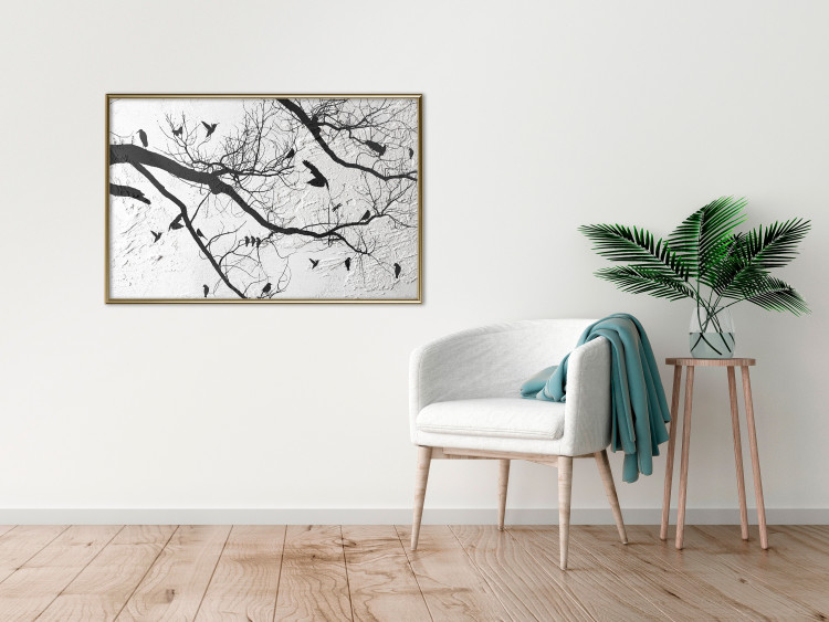 Wall Poster Bird Encounter - black and white landscape of tree and birds on branches 117250 additionalImage 7