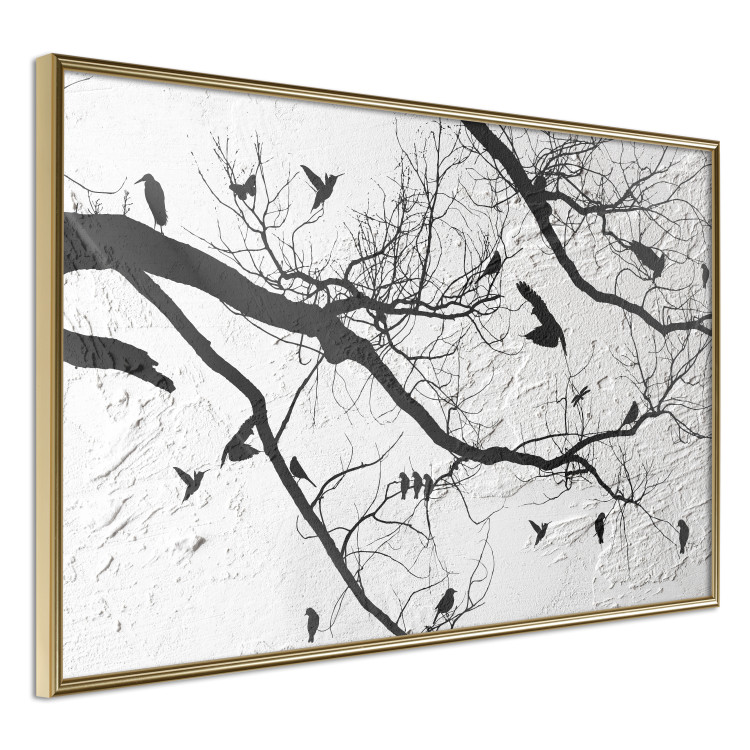 Wall Poster Bird Encounter - black and white landscape of tree and birds on branches 117250 additionalImage 14
