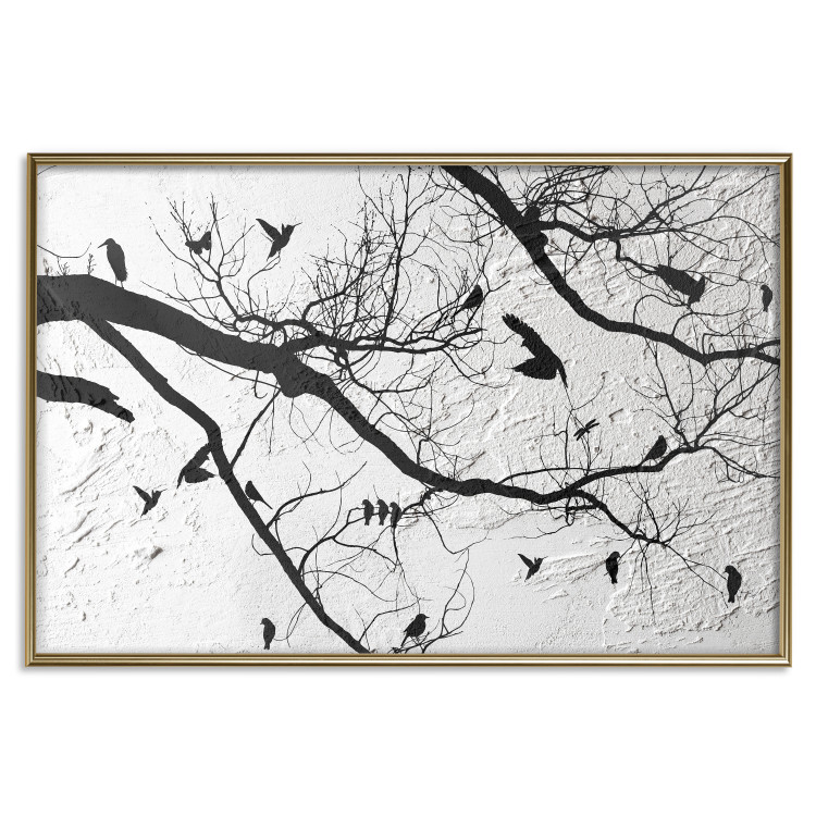 Wall Poster Bird Encounter - black and white landscape of tree and birds on branches 117250 additionalImage 27