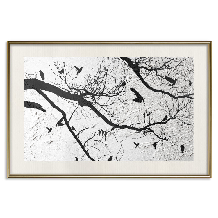Wall Poster Bird Encounter - black and white landscape of tree and birds on branches 117250 additionalImage 20