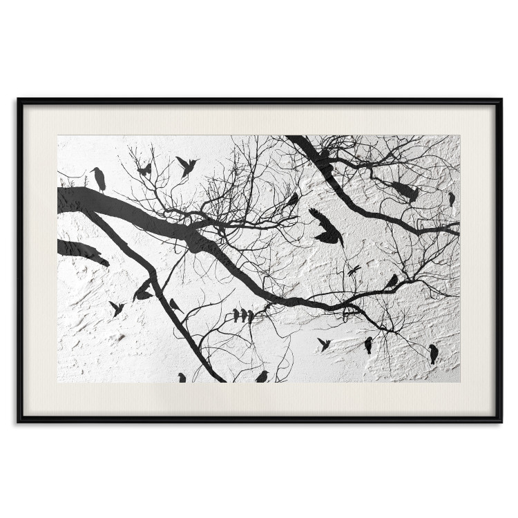 Wall Poster Bird Encounter - black and white landscape of tree and birds on branches 117250 additionalImage 19