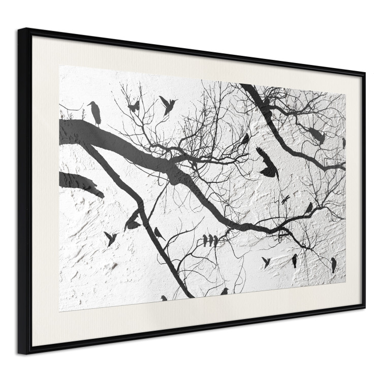 Wall Poster Bird Encounter - black and white landscape of tree and birds on branches 117250 additionalImage 3