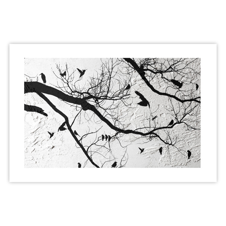 Wall Poster Bird Encounter - black and white landscape of tree and birds on branches 117250 additionalImage 26