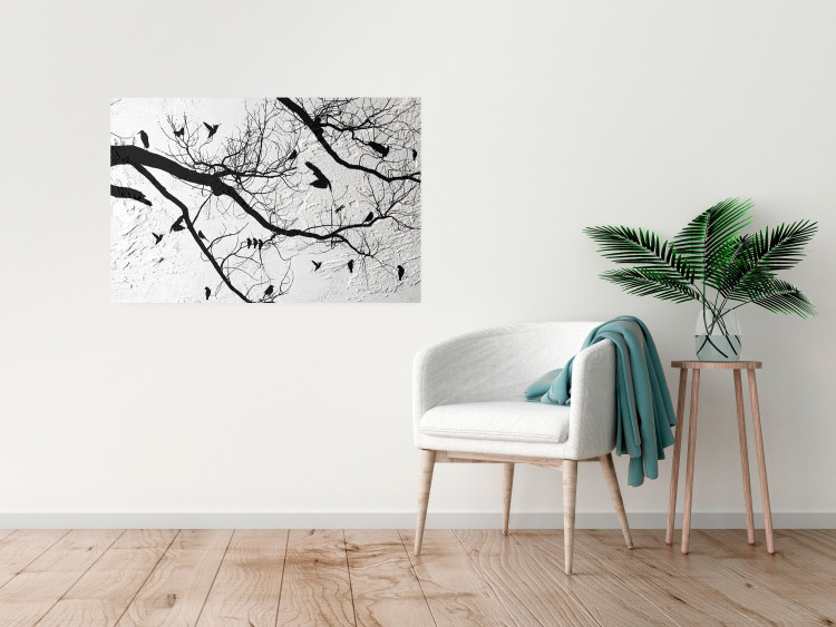 Wall Poster Bird Encounter - black and white landscape of tree and birds on branches 117250 additionalImage 16