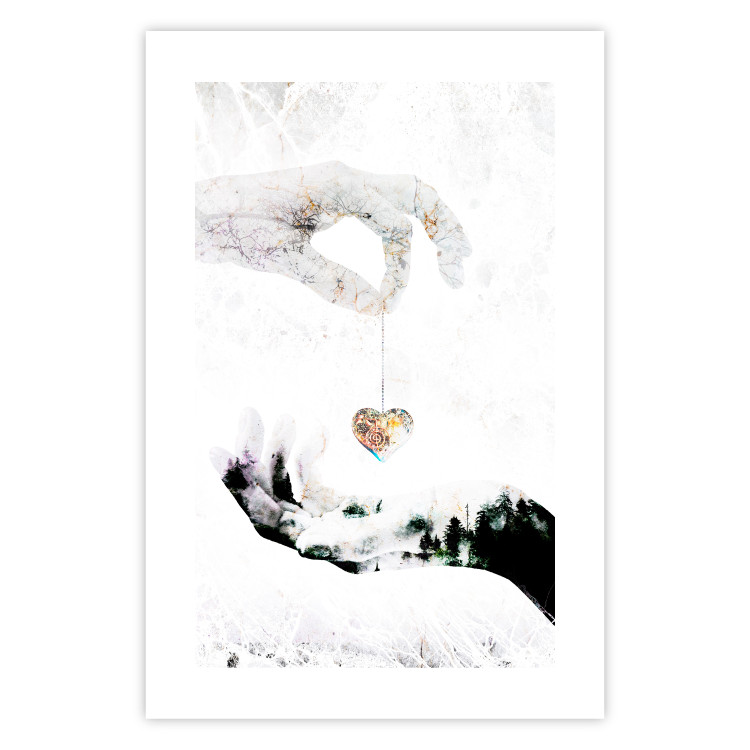 Wall Poster Declaration of Love - romantic pattern with hands and heart-shaped locket 117350 additionalImage 19