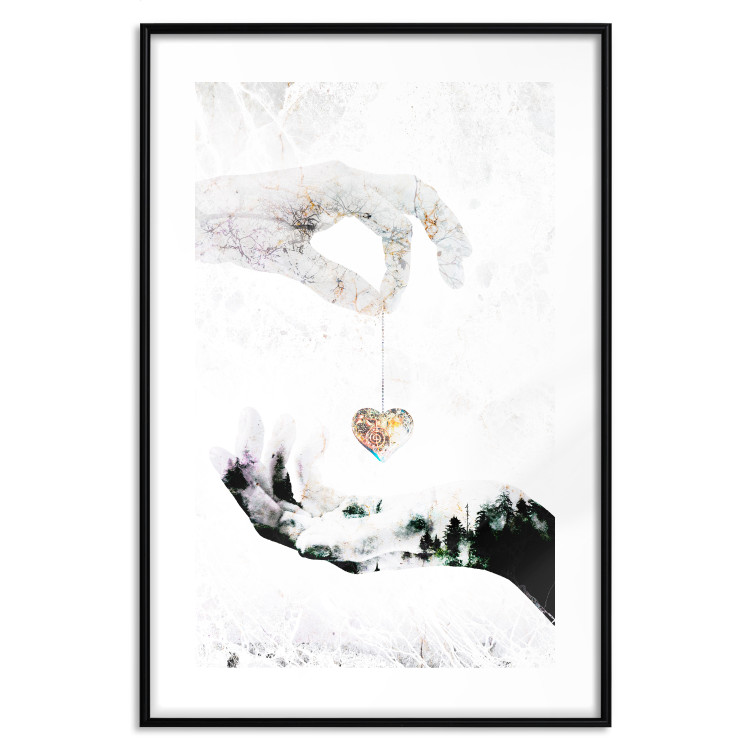 Wall Poster Declaration of Love - romantic pattern with hands and heart-shaped locket 117350 additionalImage 15