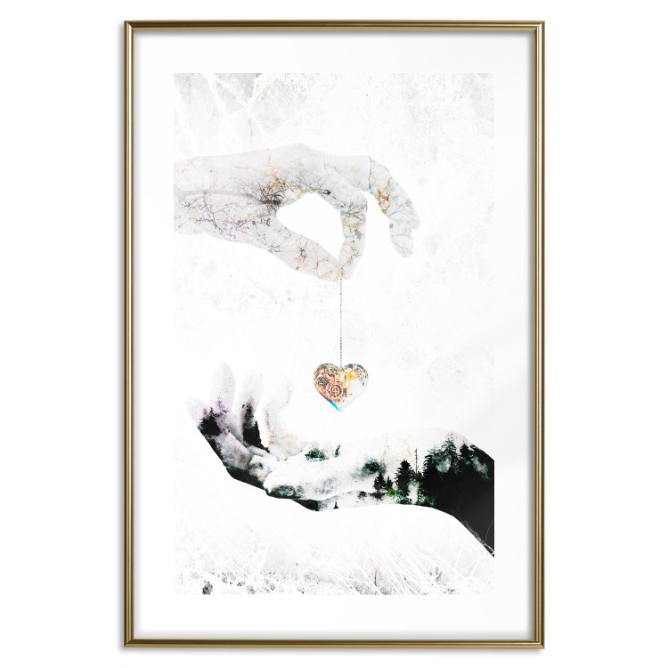 Wall Poster Declaration of Love - romantic pattern with hands and heart-shaped locket 117350 additionalImage 14