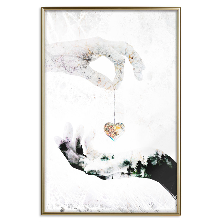 Wall Poster Declaration of Love - romantic pattern with hands and heart-shaped locket 117350 additionalImage 16