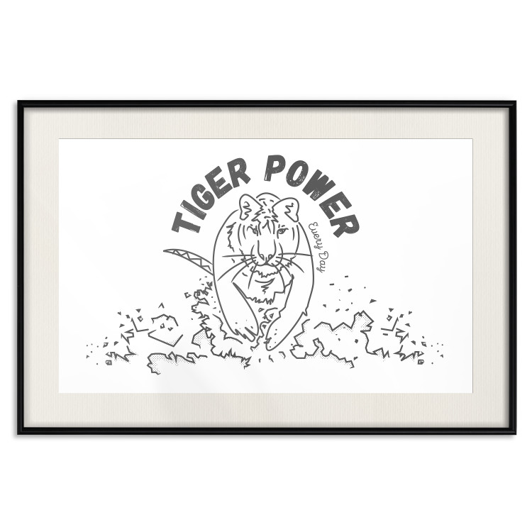 Poster Tiger Power - simple black and white composition with a running tiger 117550 additionalImage 27