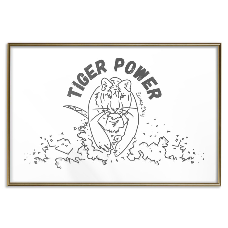 Poster Tiger Power - simple black and white composition with a running tiger 117550 additionalImage 16