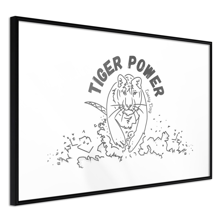 Poster Tiger Power - simple black and white composition with a running tiger 117550 additionalImage 11