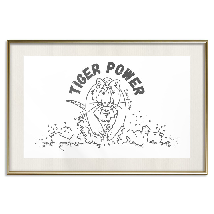 Poster Tiger Power - simple black and white composition with a running tiger 117550 additionalImage 24