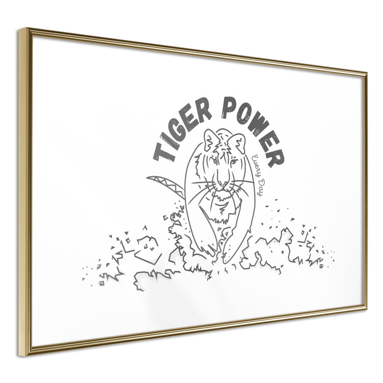 Poster Tiger Power - simple black and white composition with a running tiger 117550 additionalImage 6