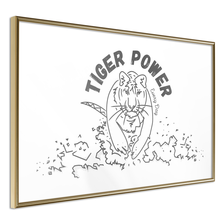Poster Tiger Power - simple black and white composition with a running tiger 117550 additionalImage 14