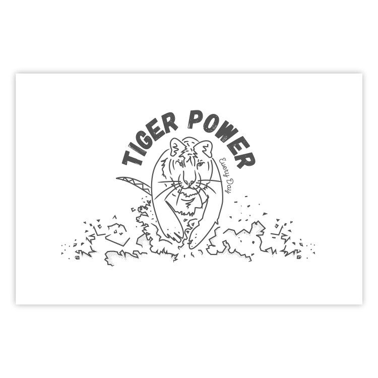 Poster Tiger Power - simple black and white composition with a running tiger 117550 additionalImage 16