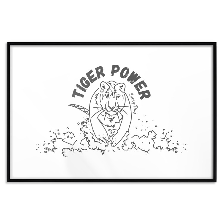 Poster Tiger Power - simple black and white composition with a running tiger 117550 additionalImage 25