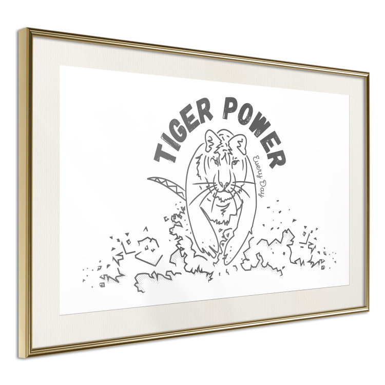 Poster Tiger Power - simple black and white composition with a running tiger 117550 additionalImage 2
