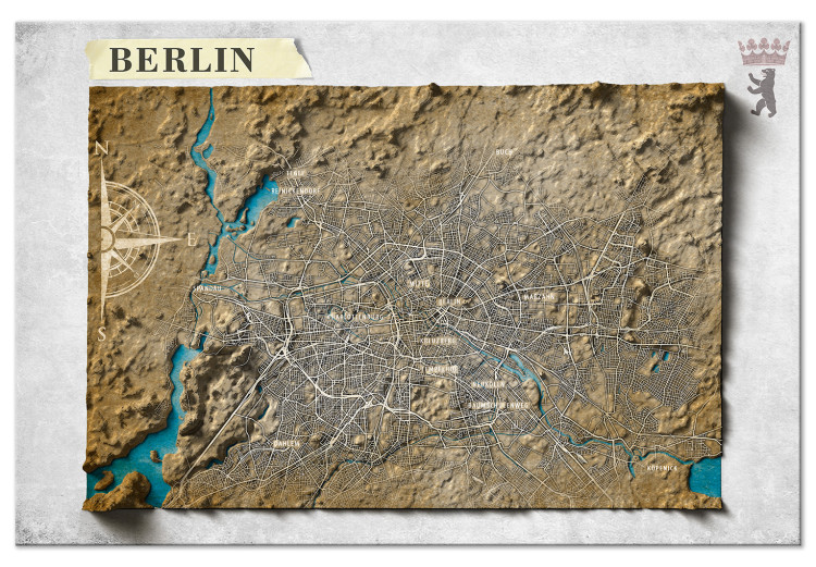 Canvas Hipsometric Berlin - a map representing the topography 118550