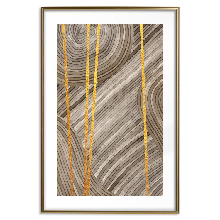 Poster Golden Details - unique abstraction in gilded lines on a bronze background 119250 additionalImage 14