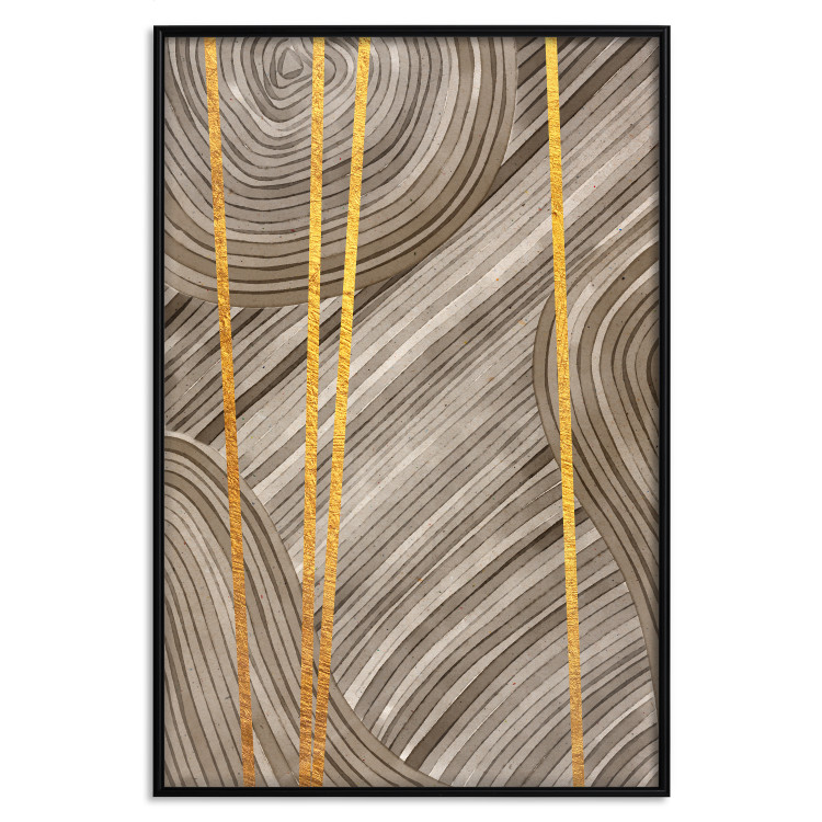 Poster Golden Details - unique abstraction in gilded lines on a bronze background 119250 additionalImage 18