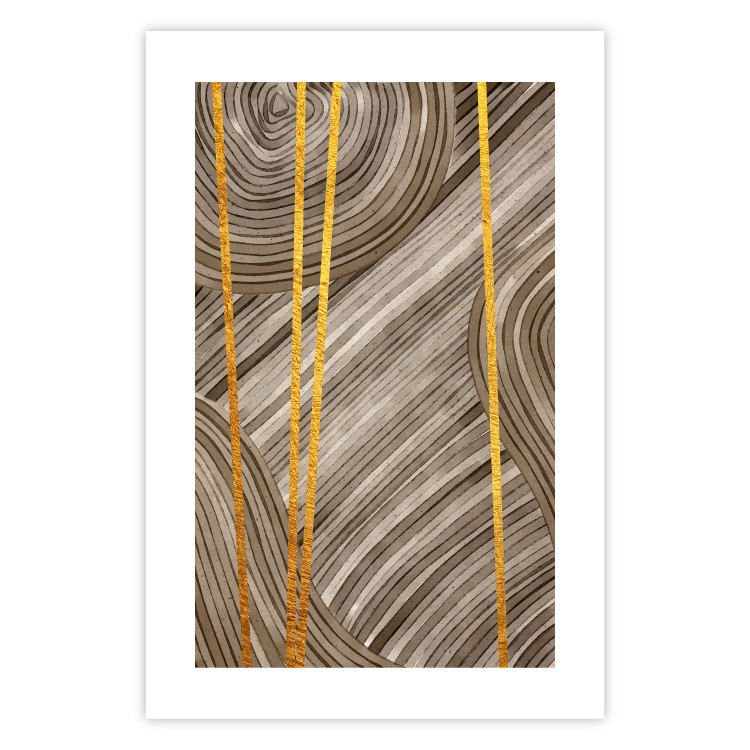 Poster Golden Details - unique abstraction in gilded lines on a bronze background 119250 additionalImage 19