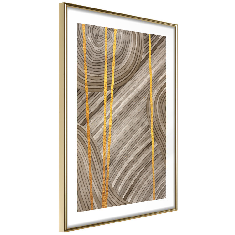 Poster Golden Details - unique abstraction in gilded lines on a bronze background 119250 additionalImage 6