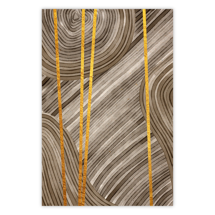 Poster Golden Details - unique abstraction in gilded lines on a bronze background 119250