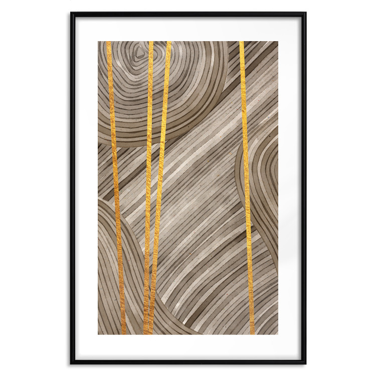 Poster Golden Details - unique abstraction in gilded lines on a bronze background 119250 additionalImage 15