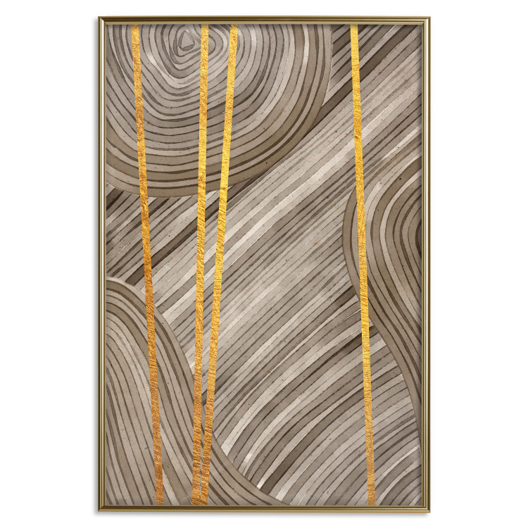 Poster Golden Details - unique abstraction in gilded lines on a bronze background 119250 additionalImage 16