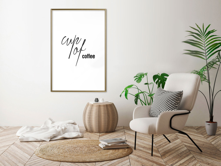 Poster Cup of Coffee - artistic black English text on a white background 122950 additionalImage 13