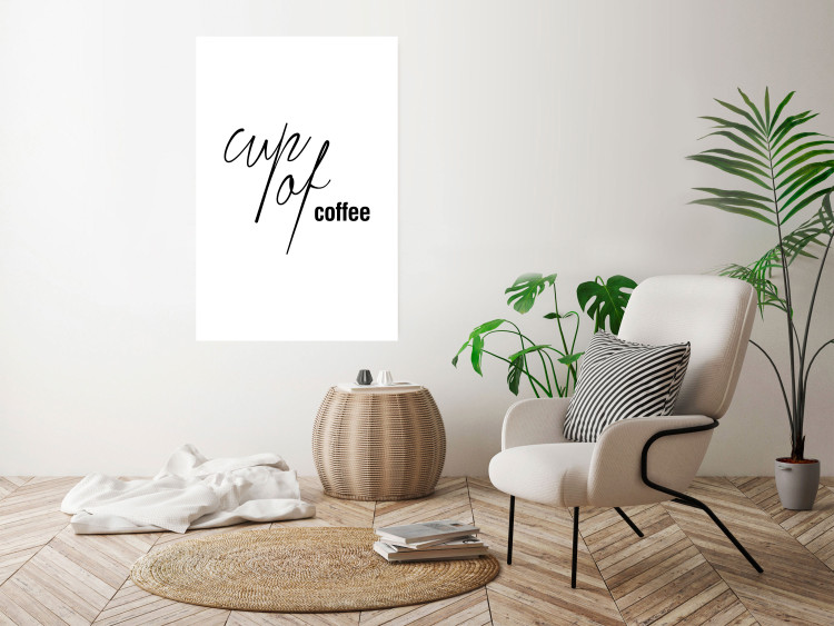 Poster Cup of Coffee - artistic black English text on a white background 122950 additionalImage 23
