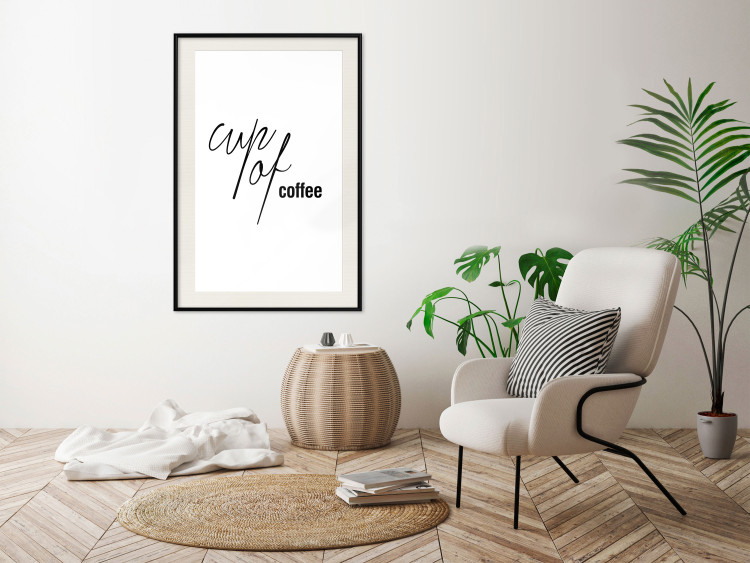 Poster Cup of Coffee - artistic black English text on a white background 122950 additionalImage 22