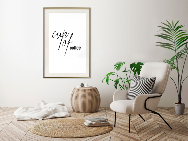 Poster Cup of Coffee - artistic black English text on a white background 122950 additionalImage 21