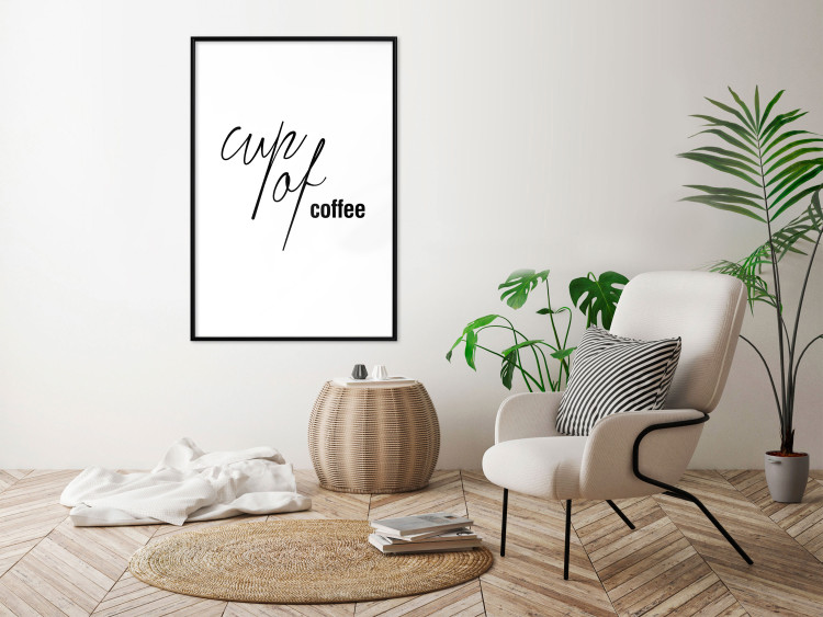 Poster Cup of Coffee - artistic black English text on a white background 122950 additionalImage 3