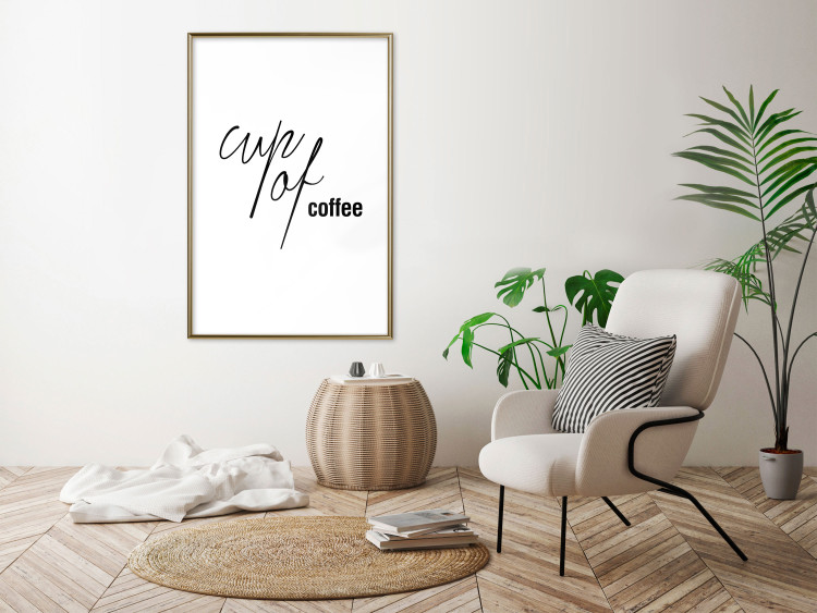 Poster Cup of Coffee - artistic black English text on a white background 122950 additionalImage 7