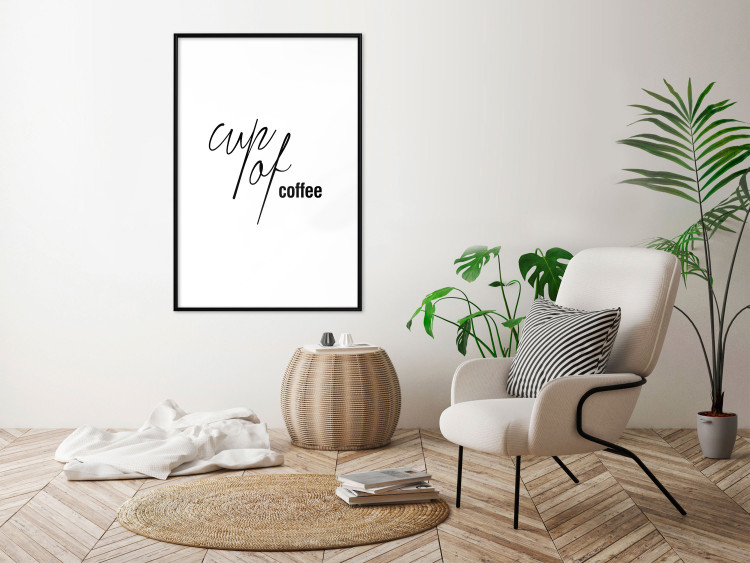 Poster Cup of Coffee - artistic black English text on a white background 122950 additionalImage 6