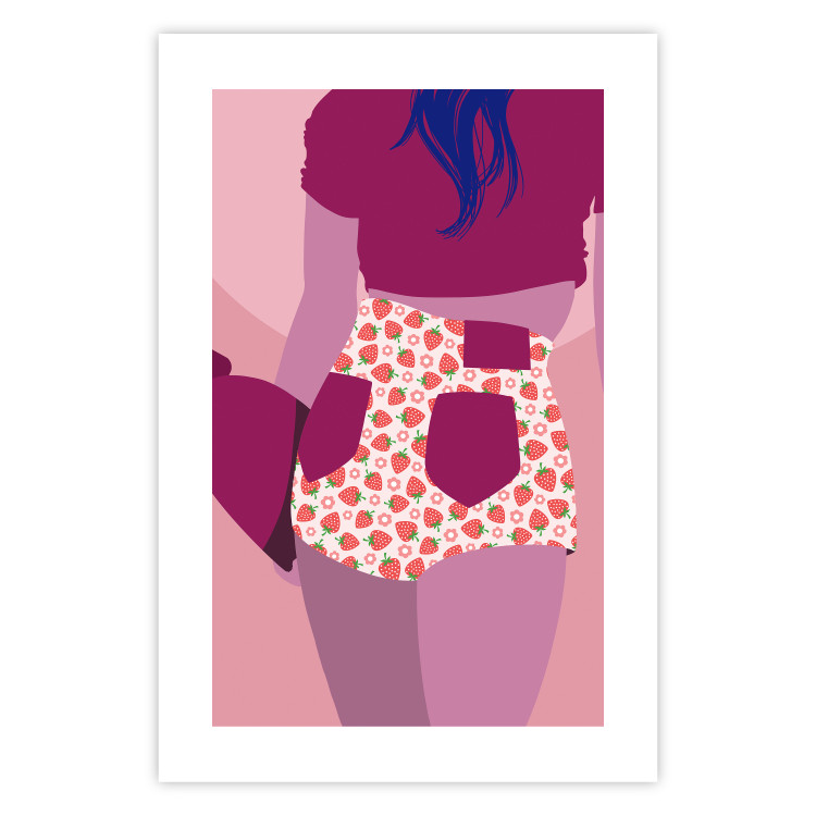 Poster Strawberry Shorts - woman's silhouette with fruits in pastel shade 123350 additionalImage 19